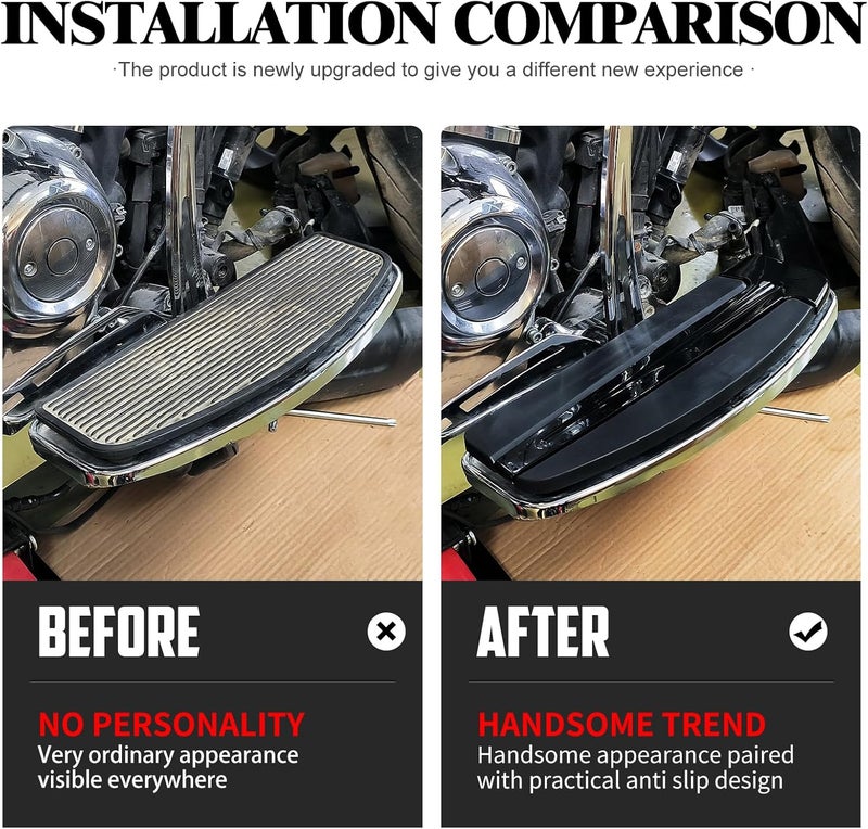 CARGLETRUE Motorcycle Driver Rider Floorboard Front Foot Pegs Fit For Harley Touring Road King Electra Street Road Glide 1986-2025 Trike 2008-2025 Softail FL 1986-2017 FLD 2012-2016 Black - Image 2